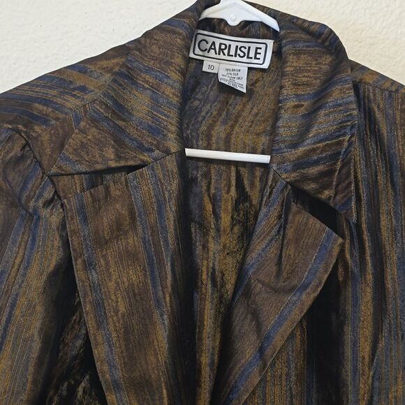 CARLESLE vintage open front stripped jacket size 10 - Picture 2 of 9